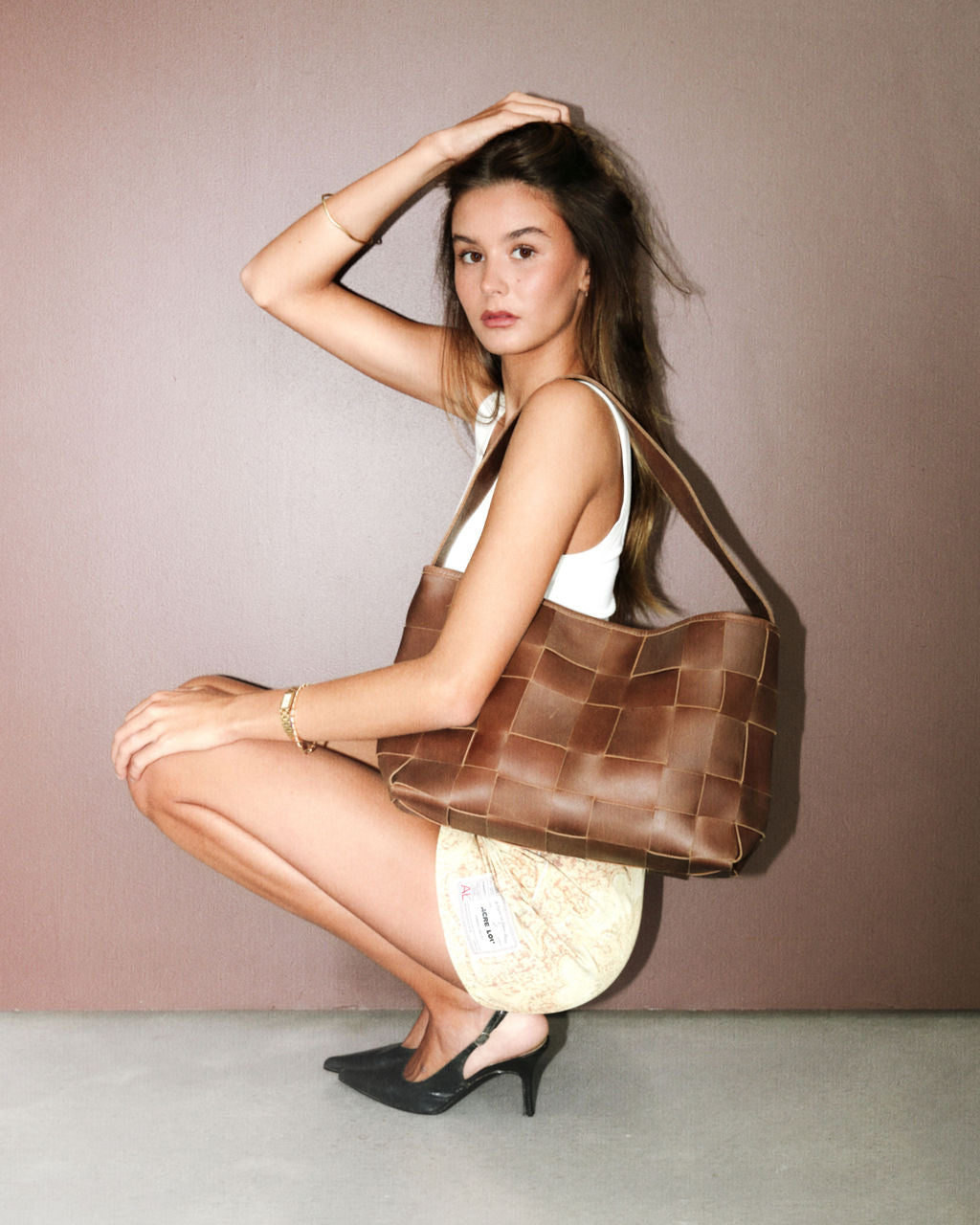 Tiled Tote - Taupe